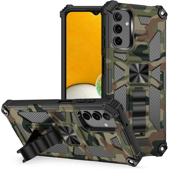 for Samsung Galaxy A13 5G/4G Camouflage Case, Heavy Duty Shockproof Protection Military Grade Built-in Magnetic Kickstand Boys Man Camo Cover for Samsung Galaxy A13 5G/4G MC Army Green