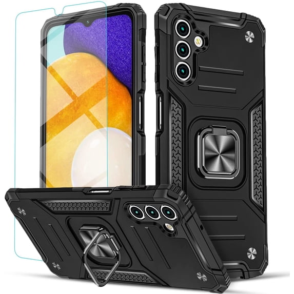 Samsung Galaxy A13 5G Case, Circlemalls Ring Stand Shockproof Cover+Screen Protector-Black