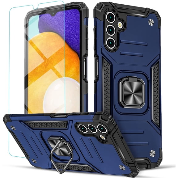 Samsung Galaxy A13 5G Case, Circlemalls Ring Stand Shockproof Cover+Screen Protector-Blue