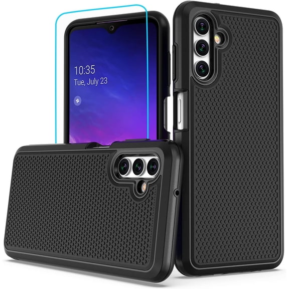 Samsung Galaxy A13 5G Case, Galaxy A13 5G Case with HD Screen Protector, Dual Layer Heavy-Duty Military-Grade Armor Defender Protective Phone Case Cover for Samsung Galaxy A13 5G (Black Armor)
