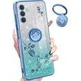 thumbnail image 1 of for Samsung Galaxy A13 5G Case Glitter Sparkly for Women Girls Sparkle Bling Shiny Girly Blue Phone Cover Cute Flowers Floral Design with Ring Holder Pretty Cases for A13 5G 6.5 inch, 1 of 12