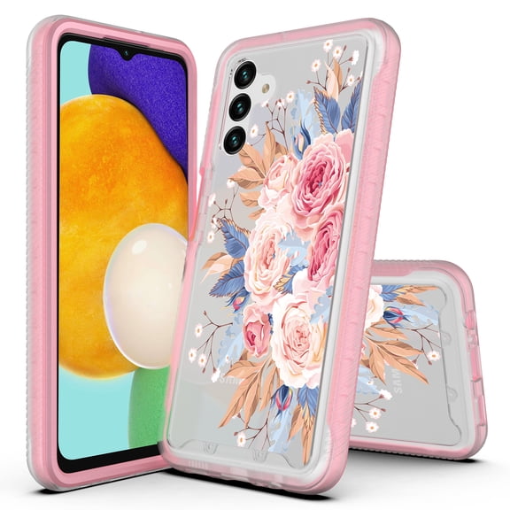 Samsung Galaxy A13 5G Case, Rosebono Hybrid Graphic Design Pattern Hard Back Pannel Cover Case For Samsung Galaxy A13 5G (Flower)