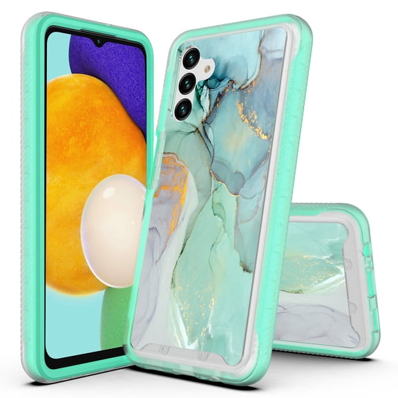 Samsung Galaxy A13 5G Case, Rosebono Hybrid Graphic Design Pattern Hard Back Pannel Cover Case For Samsung Galaxy A13 5G (Green Marble)