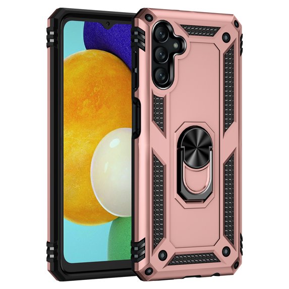 Samsung Galaxy A13 5G Case, Rosebono Hybrid Slim Colorful Armor Cover Case With Adjustable Integrated 360 Degree Rotating Ring Kickstand For Samsung Galaxy A13 5G (Rose Gold)
