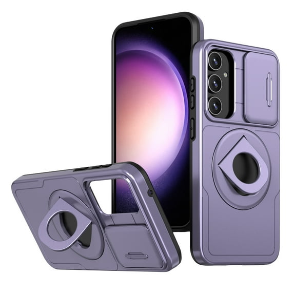for Samsung Galaxy A13 5G Case with Sliding Camera Cover, Compatible with MagSafe Built-in 360° Rotatable Invisible Kickstand Military Grade Shockproof Protective Magnetic Phone Case, Purple