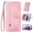 thumbnail image 1 of for Samsung Galaxy A13 5G Case for Women,Cute Wallet Case with Zipper Pocket Purse Flower Embossed PU Leather Card Slots Wrist Strap Flip Folio Protective Phone Cover for Samsung Galaxy A13 5G, Pink, 1 of 9