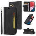 thumbnail image 1 of for Samsung Galaxy A13 5G Flip Case, Slide Card Pocket Premium PU Leather Folio Flip with Design Card Slots Wrist Strap Shockproof Kickstand Magnetic Protective Cover for Samsung A13 5G, Black, 1 of 11