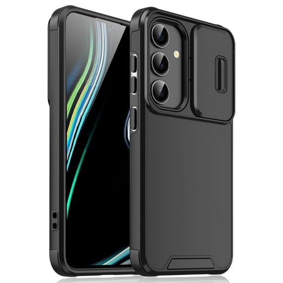 for Samsung Galaxy A13 5G Heavy Duty Case with Camera Sliding Cover, Support Wireless Charging Hybrid TPU & PC Smoothly Anti-Fingerprint Slim Case Compatible with Samsung Galaxy A13 5G, Black