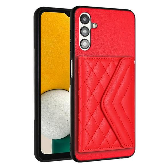 for Samsung Galaxy A13 5G Slim Case with Card Holders and Strap for Women, Samsung Galaxy A13 5G Phone Case Wallet PU Leather Kickstand RFID Blocking Flip Shockproof Wallet Case - Red