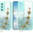 thumbnail image 1 of for Samsung Galaxy A13 5g Case Clear Glitter Silicone Soft, Shockproof Samsung A13 5g Phone Case with Chain Strap Bracelet for Women Aesthetic Slim Cover Pink Cute (Green), 1 of 14