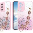 thumbnail image 1 of for Samsung Galaxy A13 5g Case Clear Glitter Silicone Soft, Shockproof Samsung A13 5g Phone Case with Chain Strap Bracelet for Women Aesthetic Slim Cover Pink Cute (Pink), 1 of 14