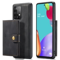 For Samsung Galaxy A13 Case 5G, Wallet with Detachable Magnetic Card Pockets,fit Car Mount, 2 in 1 Durable PU Leather Money Card Sleeve Kickstand Shockproof Protection Back Flip Cover - Black