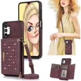 thumbnail image 1 of for Samsung Galaxy A13 Crossbody Wallet Case for Women, Bling Glitter PU Leather Phone Case with RFID Blocking Card Holder Cover for Samsung Galaxy A04S /A13 SZ Red, 1 of 18