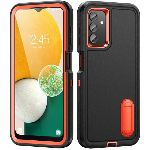 For Samsung Galaxy A13 Military Grade Dual Layer Shockproof Phone Case Build With Kickstand Dustproof Drop Proof Protective Cover for Galaxy A13 5G(Black/Orange)