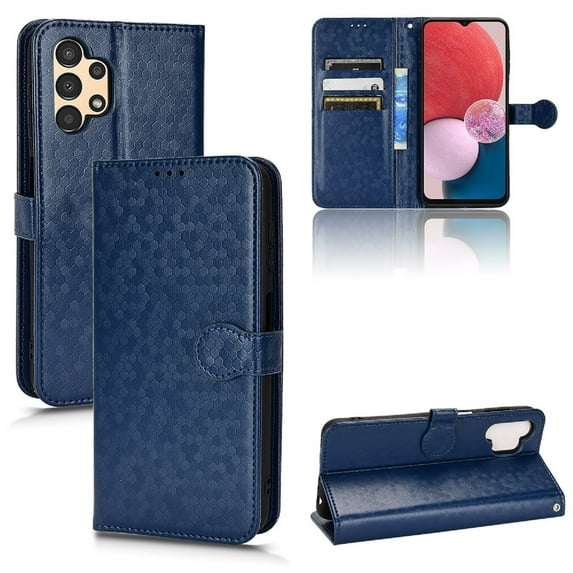 for Samsung Galaxy A13 Wallet Case with Kickstand Magnetic Clasp Card Slots Bracket Case, Polky Dot Pattern PU Leather Shockproof Flip Folio Phone Cover for Samsung Galaxy A13 6.6 Inch,Blue