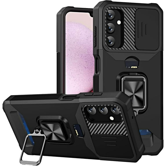 for Samsung Galaxy A14-4G/5G Phone case Military Level Protector, Including TPU+PC Metal Ring, Precise Hole Alignment, Plug-in Card, Lens Protector, Four Corners Perfectly Protect Your Phone (Black