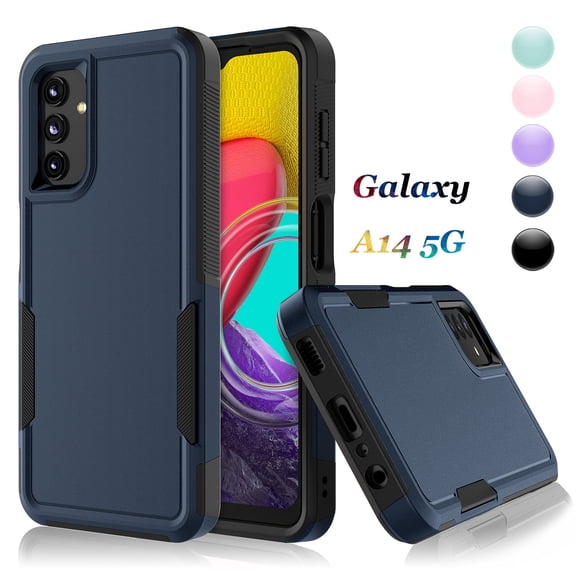 For Samsung Galaxy A14 5G Case, 2 in 1 PC Phone Case for Galaxy A14 5G 6.6" 2022 Case, Njjex Rubber & Rugged Shockproof Full Body Protection Case Cover - Blue