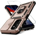 thumbnail image 1 of Samsung Galaxy A14 5G Case Built in Slide Camera Lens Cover and Screen Protector,Heavy Duty Shockproof Full Body Protective Cover,Built in Finger Ring Stable Holder Kickstand,2023 Rose Gold, 1 of 14