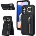 thumbnail image 1 of Samsung Galaxy A14 5G Case with Card Holder for Women, Samsung Galaxy A14 5G Phone Case Wallet with Credit Card with Ring Kickstand Zipper Shockproof Slim Stand Case - Black, 1 of 18