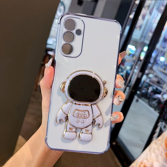 for Samsung Galaxy A14 5G Case Cute 6D Astronaut Case with Stand Function Luxury Plating Case Cover Slim Fit Soft TPU Shockproof Bumper Protective Electroplated Case for Girls Boys,Blue