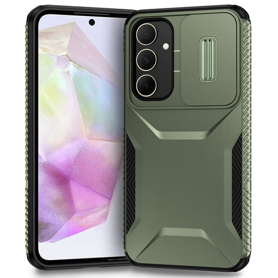 for Samsung Galaxy A14 5G Case: Dual Layer Protective Heavy Duty Camera Lens Slide Cover Shockproof Rugged - Military Protection Bumper Tough Grip Phone Case For Samsung Galaxy A14 5G,Darkgreen
