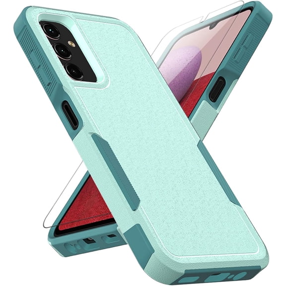 for Samsung Galaxy A14 5G Case: Dual Layer Protective Heavy Duty Cell Phone Cover Shockproof Rugged with Screen Protector - Military Protection Bumper Tough - Galaxy A14 5G 2023, 6.6inch, Green