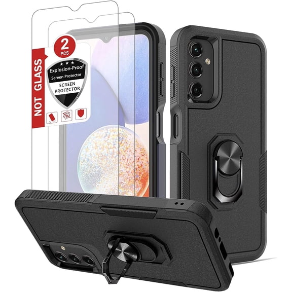 Samsung Galaxy A14 5G Case with Screen Protector, Military Grade Dual Layer Shockproof Heavy Duty Shockproof Full Body Protective Phone Cover for Galaxy A14 5G, 6.6 inch, 2023 Black