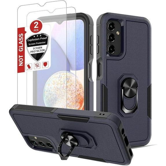 Samsung Galaxy A14 5G Case with Screen Protector, Military Grade Dual Layer Shockproof Heavy Duty Shockproof Full Body Protective Phone Cover for Galaxy A14 5G, 6.6 inch, 2023 Blue