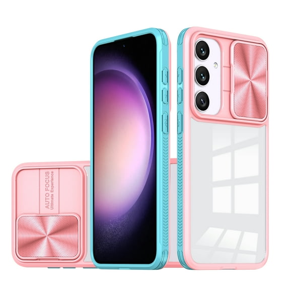 for Samsung Galaxy A14 5G Case, Stylish Slim Crystal Clear PC Back + TPU Silicone Case with Sliding Camera Cover Anti-fingerprint Shockproof Phone Cases for Samsung Galaxy A14 5G, Pink