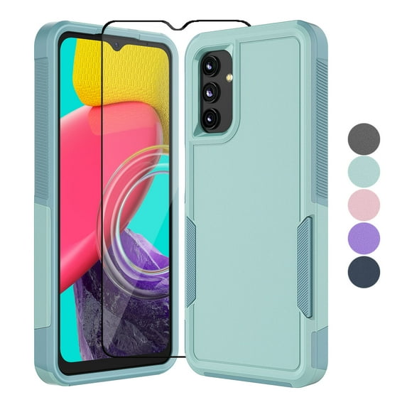 Samsung Galaxy A14 5G Case with Tempered Glass Screen Protector, Tekcoo Heavy Duty Rugged Shockproof Full Body Protective 2-IN-1 Phone Case Cover for Galaxy A14 5G, Mint Green