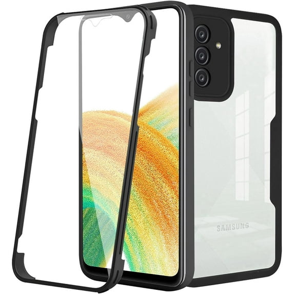 for Samsung Galaxy A14 5G Clear Case with Screen Protector, Slim Shockproof Soft TPU Bumper Full Body Protection Phone Cover Case for Samsung Galaxy A14 5G QC Black
