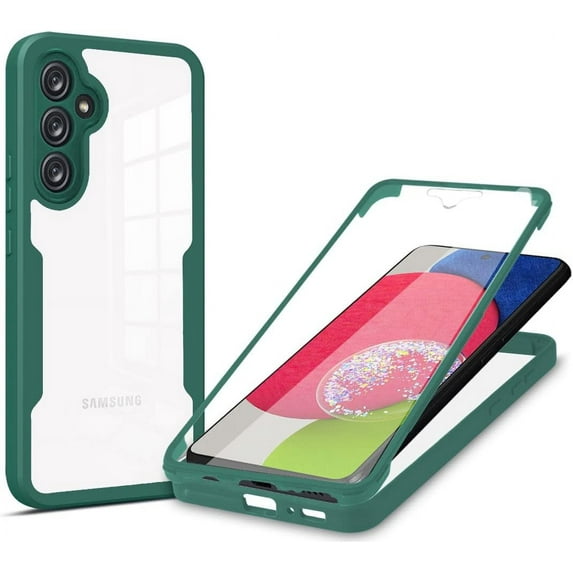 for Samsung Galaxy A14 5G Clear Case with Screen Protector, Slim Shockproof Soft TPU Bumper Full Body Protection Phone Cover Case for Samsung Galaxy A14 5G QC Green