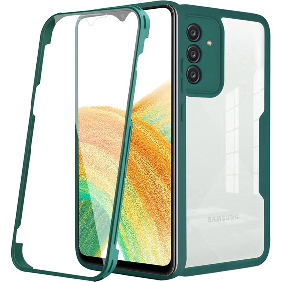 for Samsung Galaxy A14 5G Clear Case with Screen Protector, Slim Shockproof Soft TPU Bumper Full Body Protection Phone Cover Case for Samsung Galaxy A14 5G QC Green