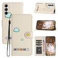 thumbnail image 1 of for Samsung Galaxy A14 5G Lovely Cartoon Pattern Wallet Flip PU Leather Case, with Wrist Strap / Credit Card Slots / Photo Slot / Cash Pocket Kickstand Cute Phone Cover for Galaxy A14 5G, Beige, 1 of 8