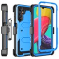 thumbnail image 1 of For Samsung Galaxy A14 5G Phone Case, with [Built-in Screen Protector] Swivel Holster Belt Clip, Ebizware Heavy Duty Defender Kickstand Cover for Galaxy A14 5G - Black/Blue, 1 of 8