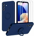 thumbnail image 1 of for Samsung Galaxy A14 5G Phone Case, Ring Stand [360° Rotatable Ring Holder] with 2 Screen Protector, with Full Camera Cover Protection, Silicone Slim Protective Phone Case (Navy Blue), 1 of 10