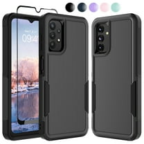 Samsung Galaxy A14 5G Phone Case and Screen Protector, eBizWare Shockproof Rubber Case for Galaxy A14 5G 6.6-inch, Heavy Duty Armor Full Body Protective Hybrid PC Back Case Cover -Black