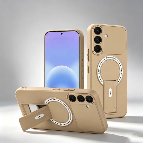 For Samsung Galaxy A14 5G Phone Case,With Invisible Contractile Kickstand,Compatible with Wireless Charging,Ultra Slim Shockrpoof Skin Feeling Anti-Scratch Protection,Durable Phone Case,Brown