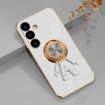 thumbnail image 1 of for Samsung Galaxy A14 5G Ring Holder Stand Case 3D Astronaut Plating Gold Edge Rotation Kickstand Slim Flexible TPU Shockproof Protective Phone Cover Case for Galaxy A14 5G, White, 1 of 11