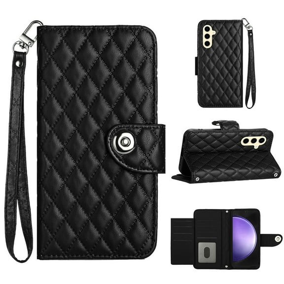 for Samsung Galaxy A14 5G Wallet Case, Elegant Card Holder Cash Slot PU Leather Kickstand Wrist Strap Wallet Shockproof Protective Flip Women Girls Case Cover for Samsung Galaxy A14 5G, Black