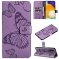 thumbnail image 1 of for Samsung Galaxy A14 5G Wallet Case, Kickstand Case with Credit Card Holder, Embossed Butterfly Pattern with Strap Premium PU Leather Magnetic Closure Shockproof Protective Flip Cover, Purple, 1 of 6