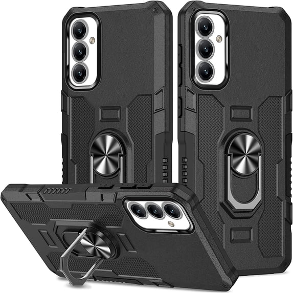 for Samsung Galaxy A14 Case with Metal Ring Kickstand for Women & Men, Heavy-Duty Protection Shockproof Bumper Cover Case for Samsung Galaxy A14 4G/5G TY Black