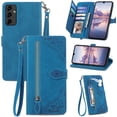 thumbnail image 1 of for Samsung Galaxy A14 Case Wallet,A14 Wallet Case for Women,Embossed PU Leather Protective Cover Magnetic Strap Zipper Card Holder Flip Phone Case for Samsung A14 5G(2023) (Blue), 1 of 7