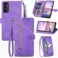 thumbnail image 1 of for Samsung Galaxy A14 Case Wallet,A14 Wallet Case for Women,Embossed PU Leather Protective Cover Magnetic Strap Zipper Card Holder Flip Phone Case for Samsung A14 5G(2023) (Purple), 1 of 14