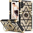 thumbnail image 1 of for Samsung Galaxy A14 Case for Women,Rivet Metal Corner Design Phone Case Cover with Bling Diamond Ring Suitable for Samsung Galaxy A14 4G/ 5G 6.6" BF-Gold, 1 of 16