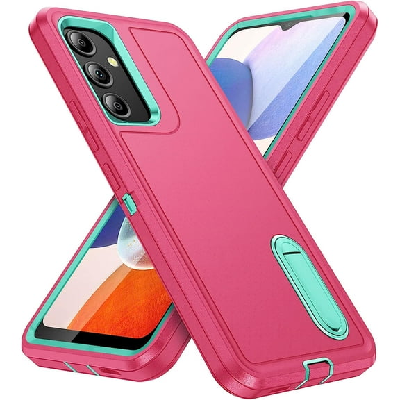 For Samsung Galaxy A14 Military Grade Dual Layer Shockproof Phone Case Build With Kickstand Dustproof Drop Proof Protective Cover for Galaxy A14 5G 6.6"(Pink/Blue)