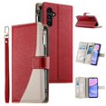 thumbnail image 1 of For Samsung Galaxy A15 4G / 5G 6.5" Splicing Multi Card Slots/Pocket Zipper Wallet Strong Magnetic Attachment/Closure,  PU Leather Flip Wallet Case With Hanging Rope,Red,For Galaxy A15 4G / 5G, 1 of 6