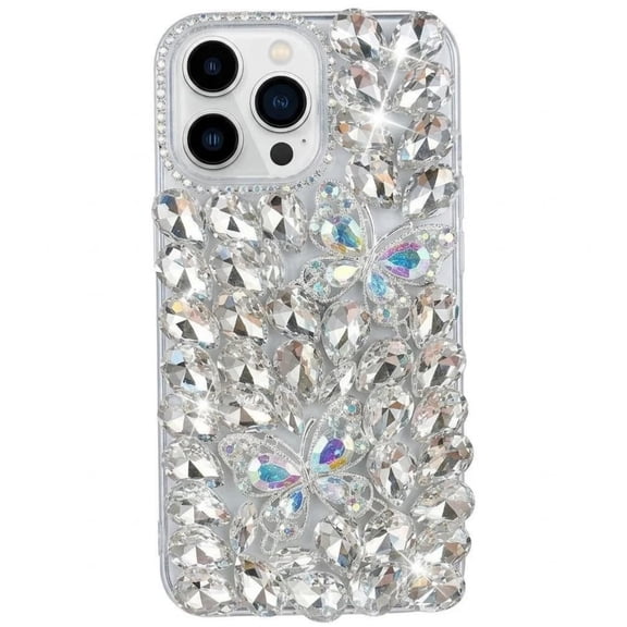 for Samsung Galaxy A15 (4G/5G) Rhinestone Phone Case Designer Handmade 3D Bling Colorful Teardrop Glass Diamond & Glitter Shiny Butterfly Crystal Cover Women Girl