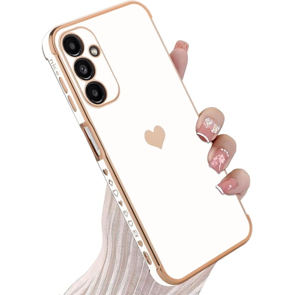 Samsung Galaxy A15 5G Case, Cute Love Heart Plating Edge Shockproof Bumper