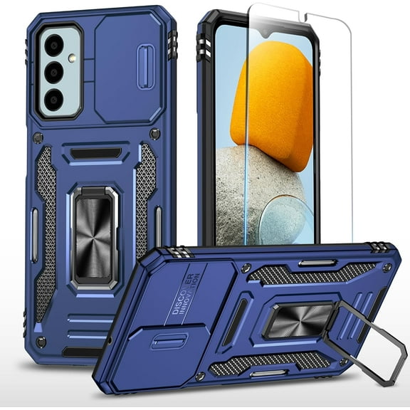 for Samsung Galaxy A15 5G Case with HD Screen Protector & Slide Camera Cover & Kickstand, Samsung A15 5G Case [Military-Grade] Phone Case for Samsung Galaxy A15 5G (Z_Blue)